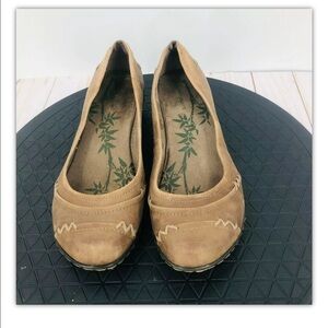 Easy Spirit Womens Espine Crest Leather Slip On Beige Wedge Loafer Shoes Size 8M